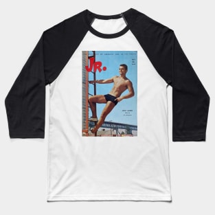 JR. Junior - Vintage Physique Muscle Male Model Magazine Cover Baseball T-Shirt